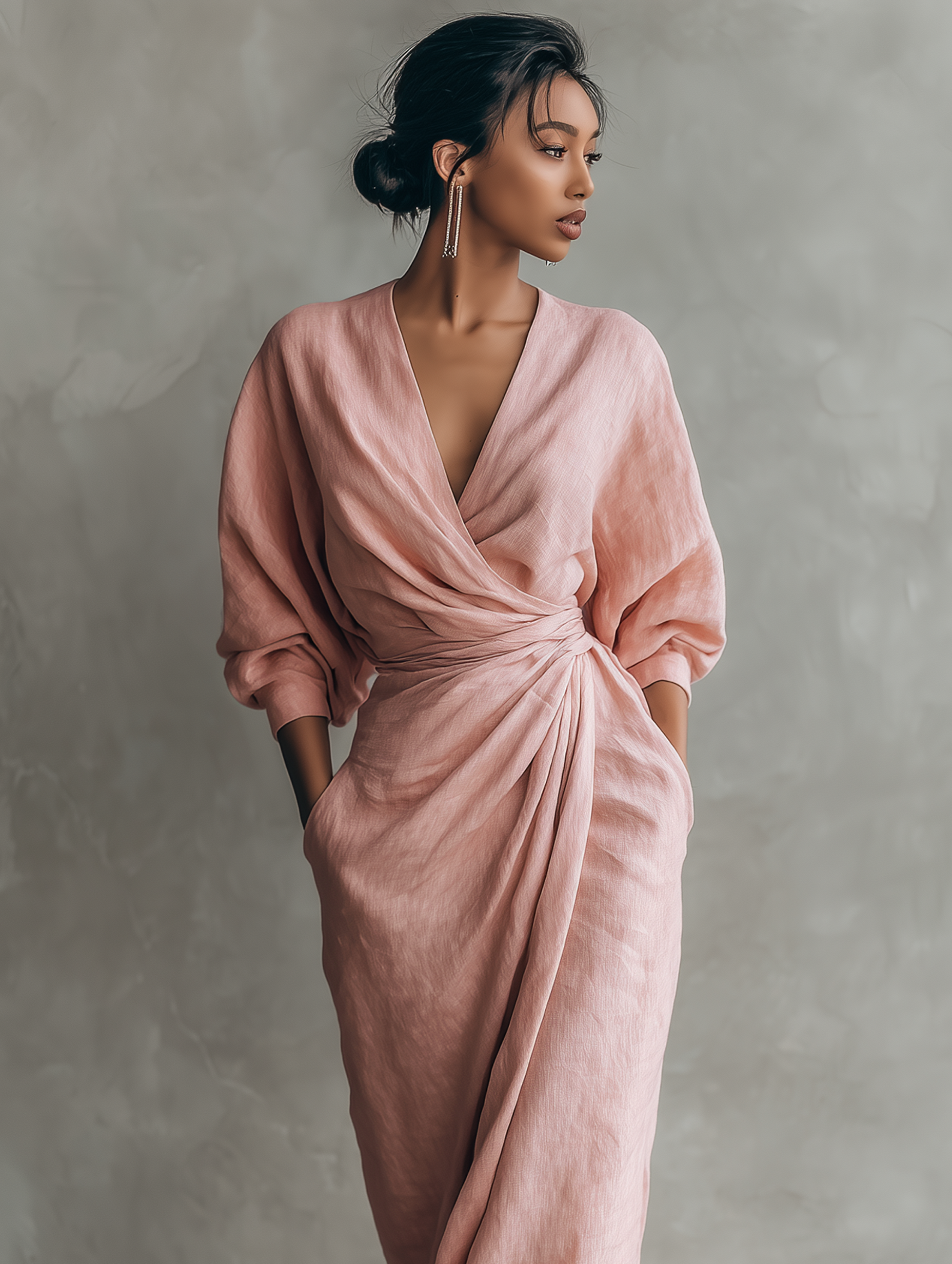 Harper | Linen-Blend V-Neck Maxi Dress