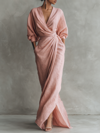 Harper | Linen-Blend V-Neck Maxi Dress