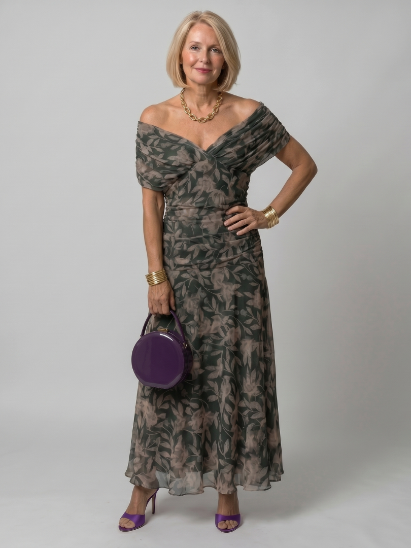 Maya | Off-Shoulder Draped Midi Dress