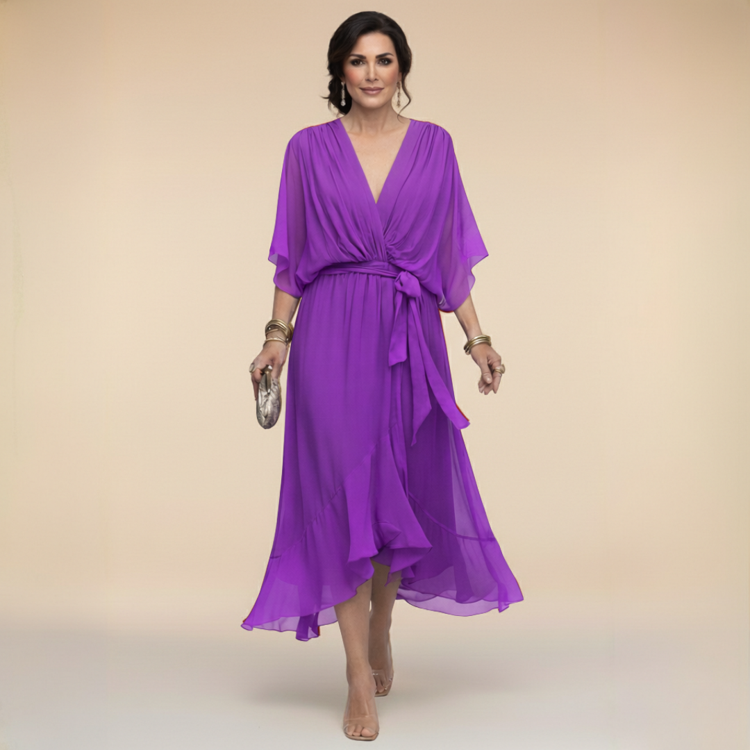 Sfumato | Chiffon Dress with V-Neck