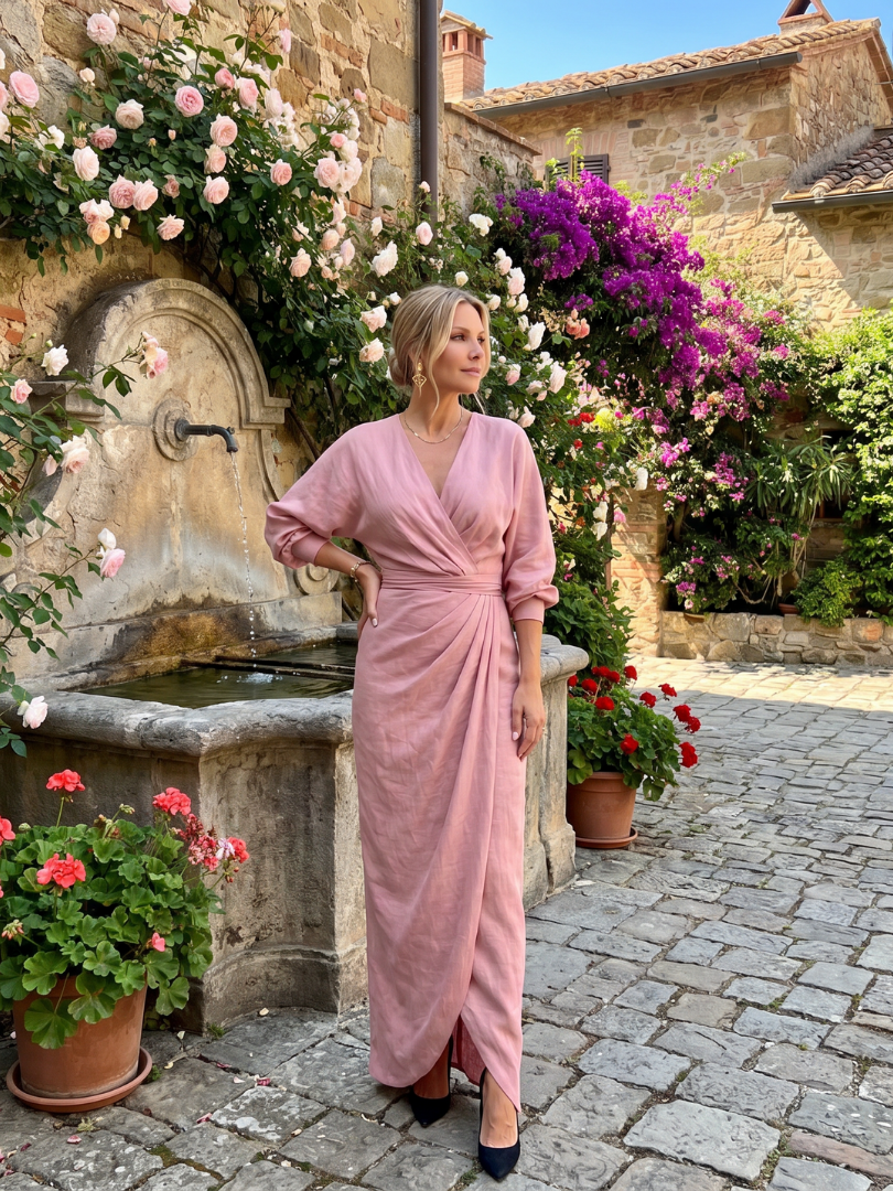 Monica | Long-Sleeve Wrap Midi Dress