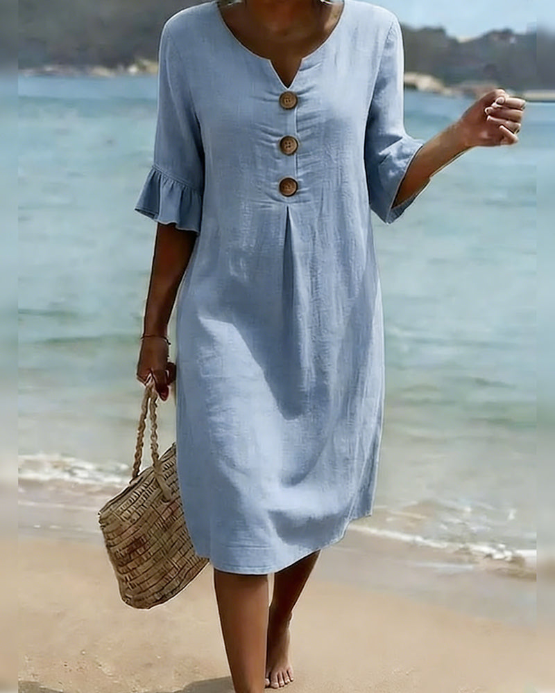 Maya | Cotton Ruffled-Sleeve Dress