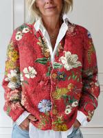 Floral Knit Cardigan Sweater