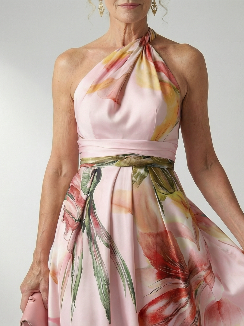 Zoe | Halter Floral Maxi Dress