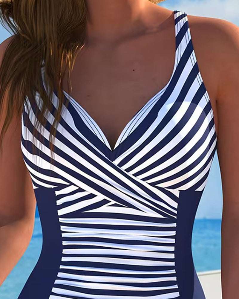Harper | One-Piece Swimsuit with Color-Block Stripes