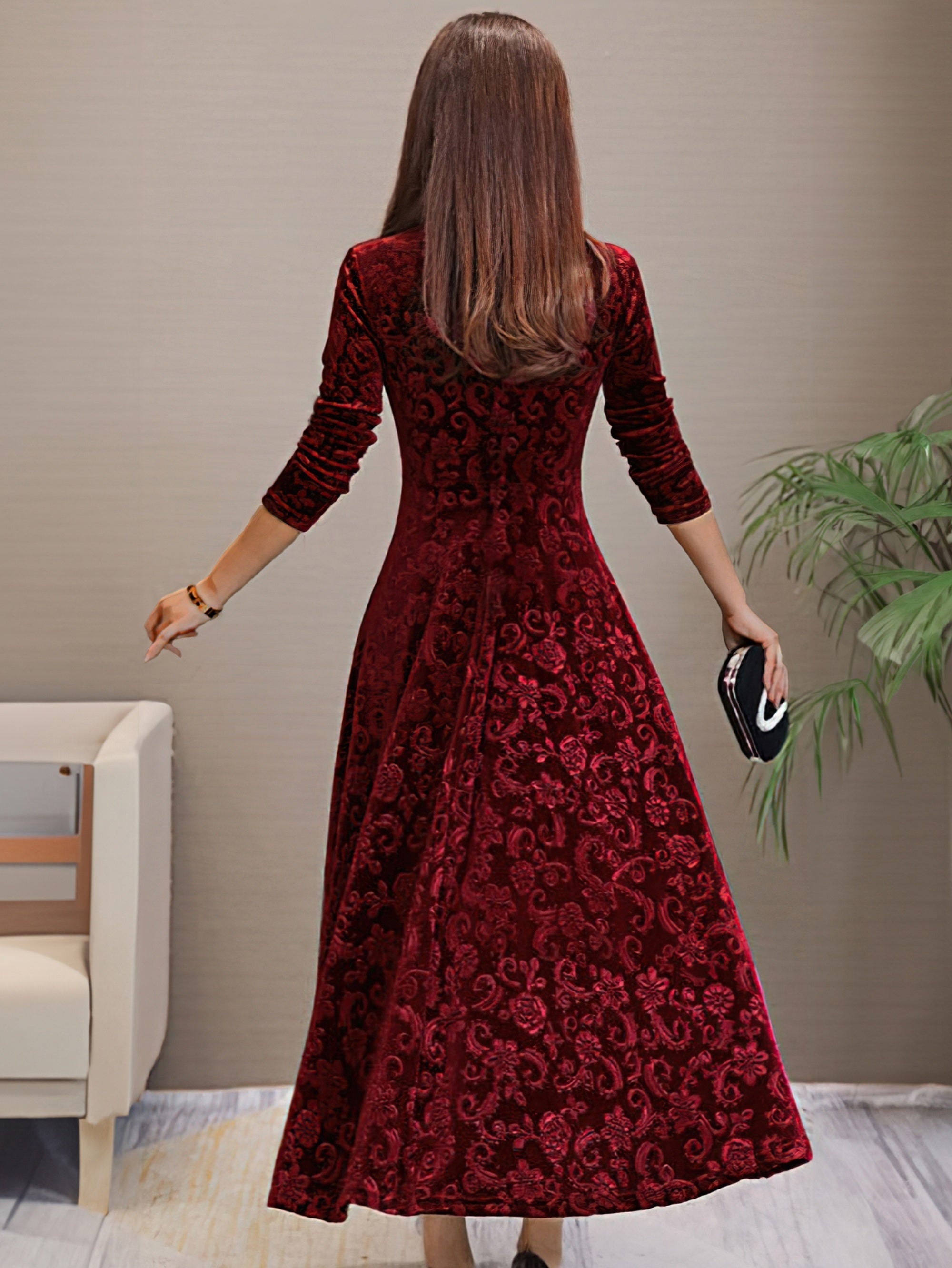 Velvet 3/4-Sleeve Dress