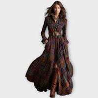 Nora | Plaid Maxi Dress with Button-Down Collar
