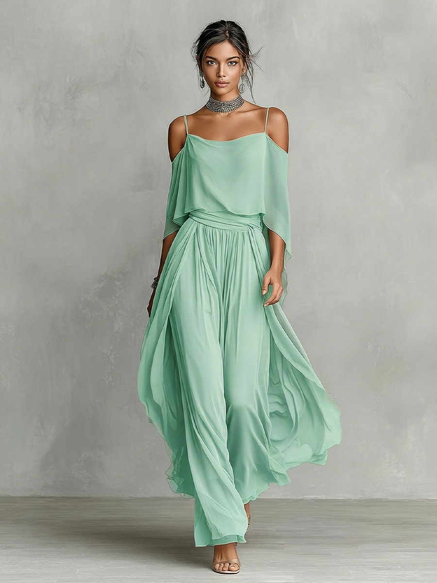 Imani | Chiffon Cold-Shoulder Set