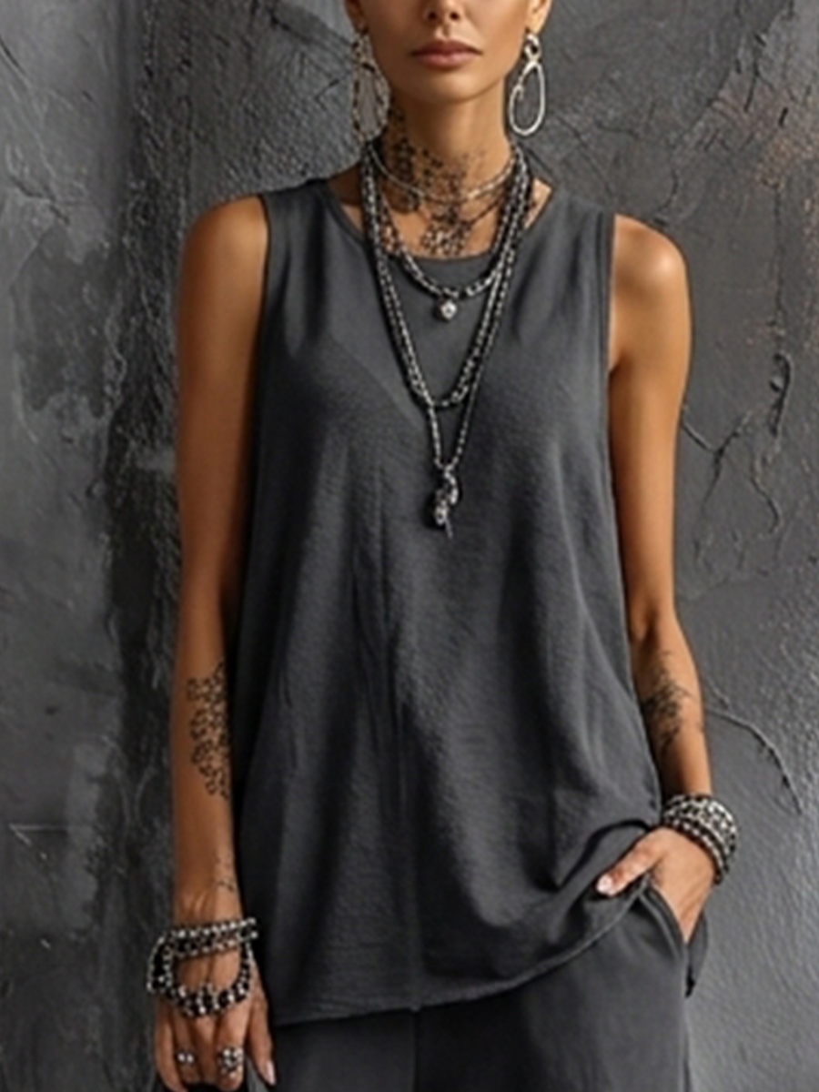 Maya | Sleeveless Top & Cargo Jogger Set, Cotton Blend