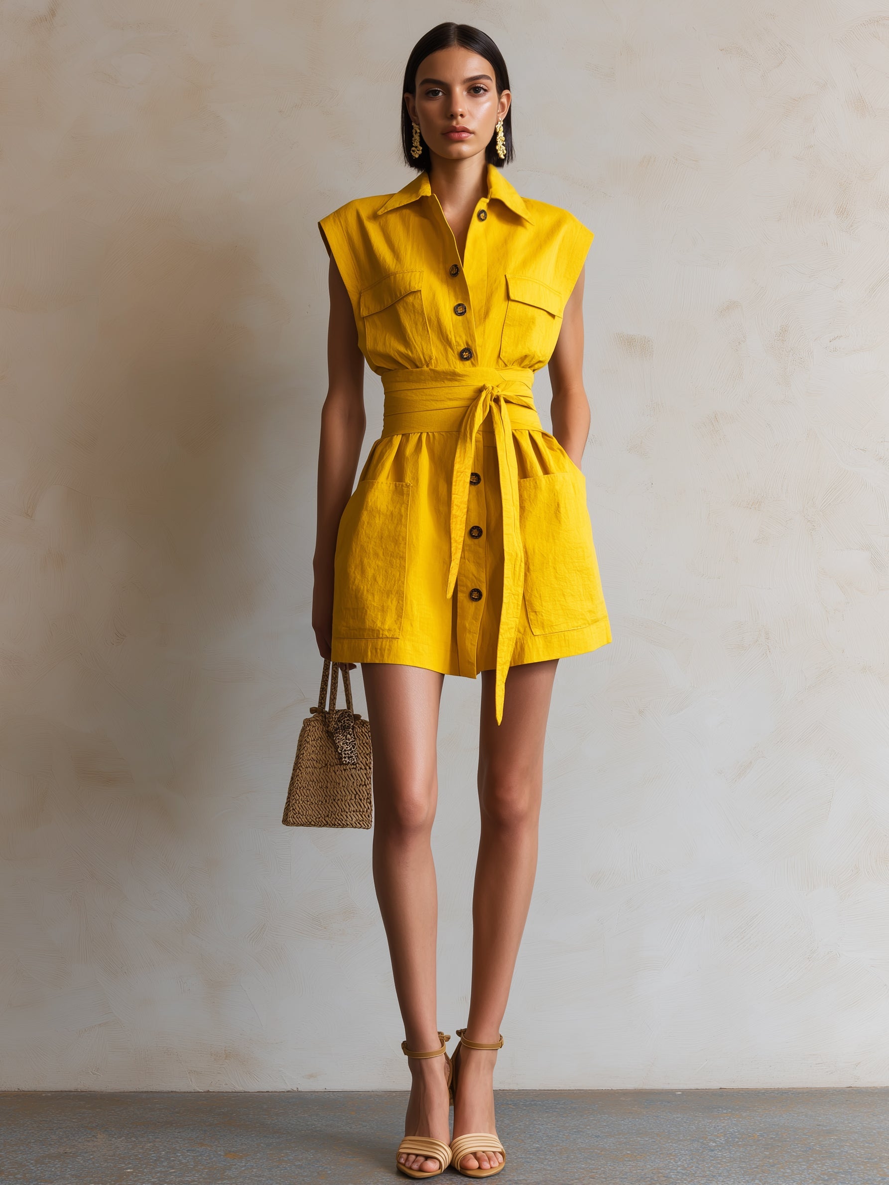 Harper | Cotton-Linen Sleeveless Shirtdress