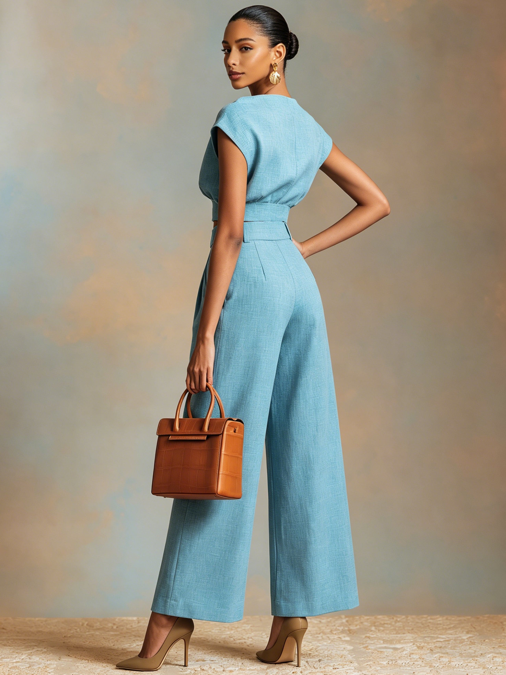 Nora | Linen Two-Piece Co-Ord with High-Waisted Wide-Leg Pants