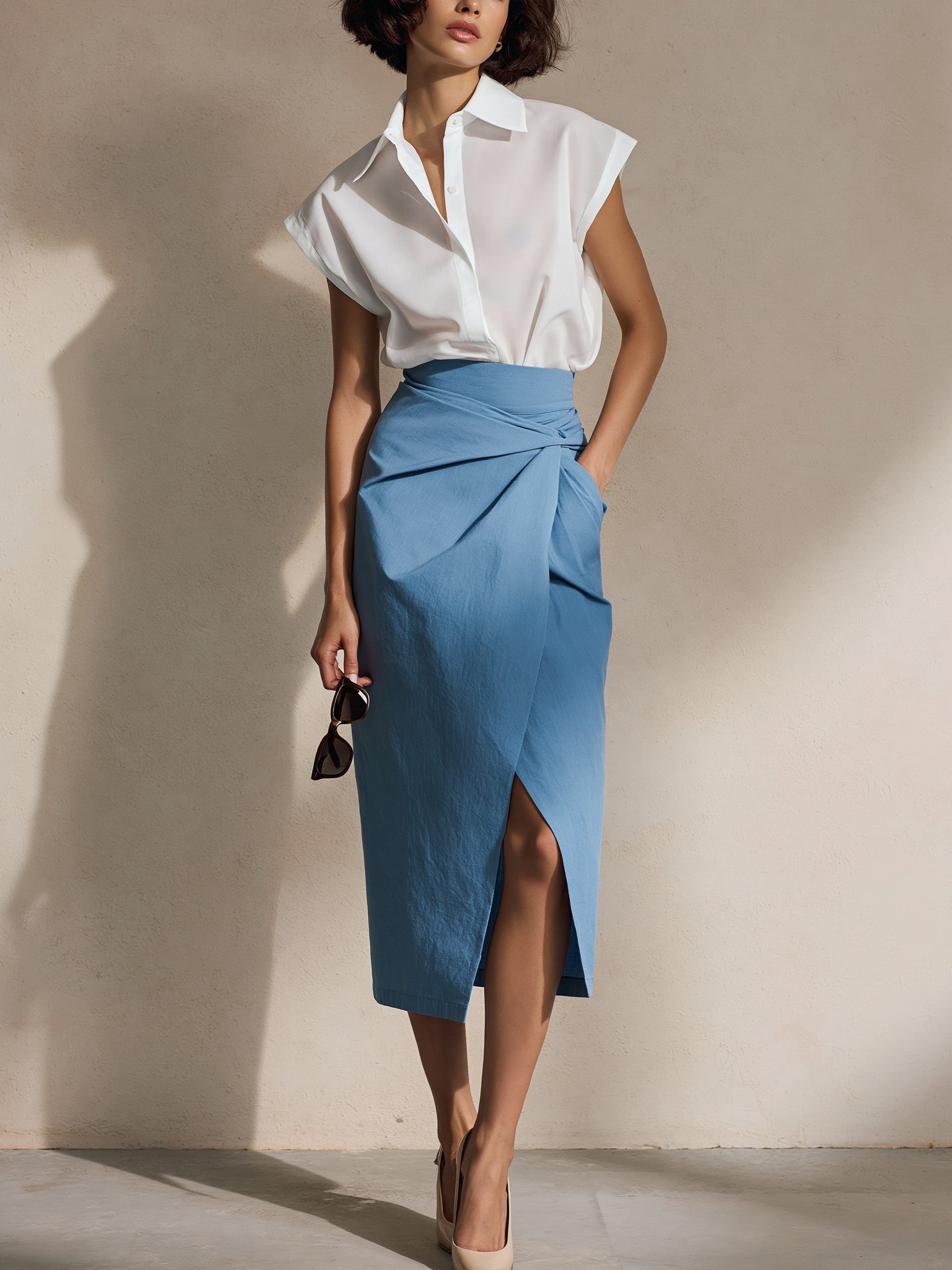 Naomi | Rayon Two-Piece Wrap Midi Set