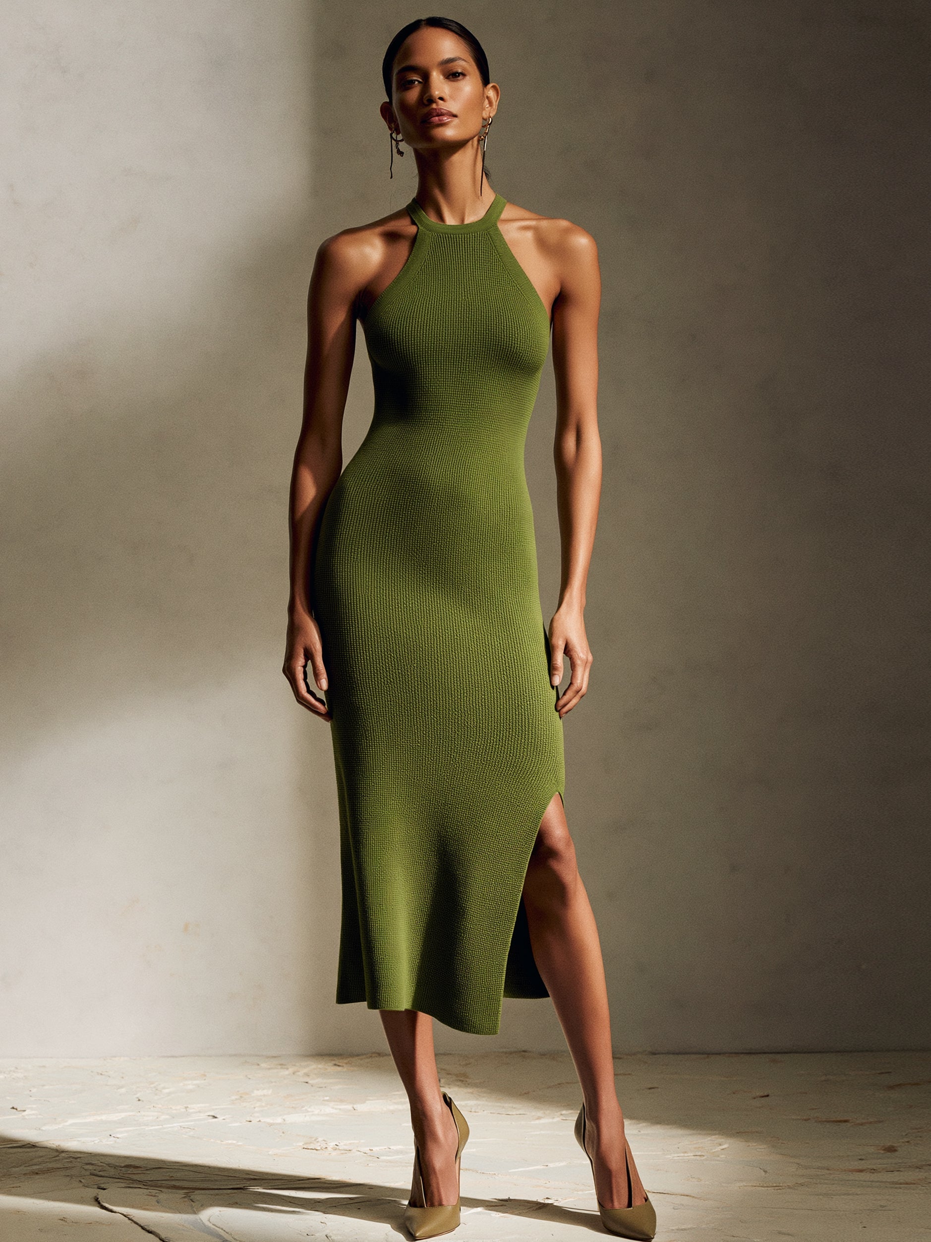 Amara | Knit Halter Midi Dress