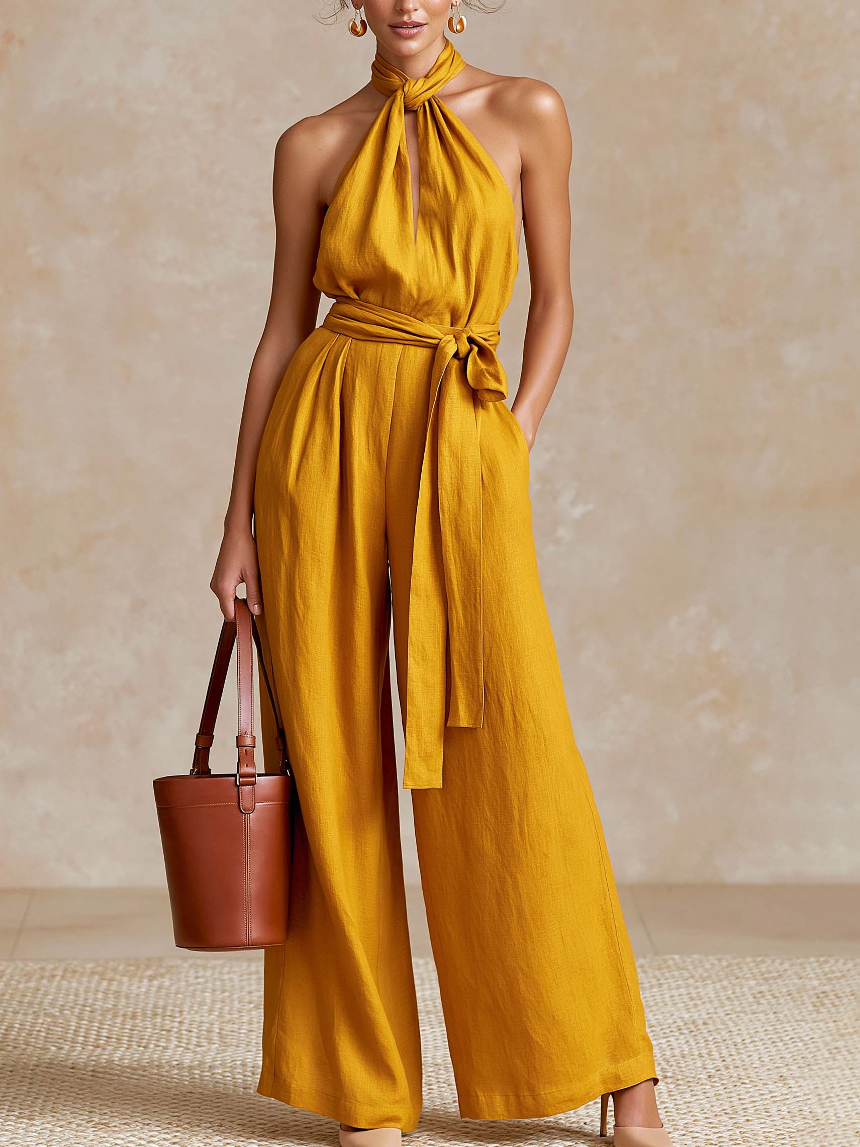 Marisol | Linen Halter Jumpsuit