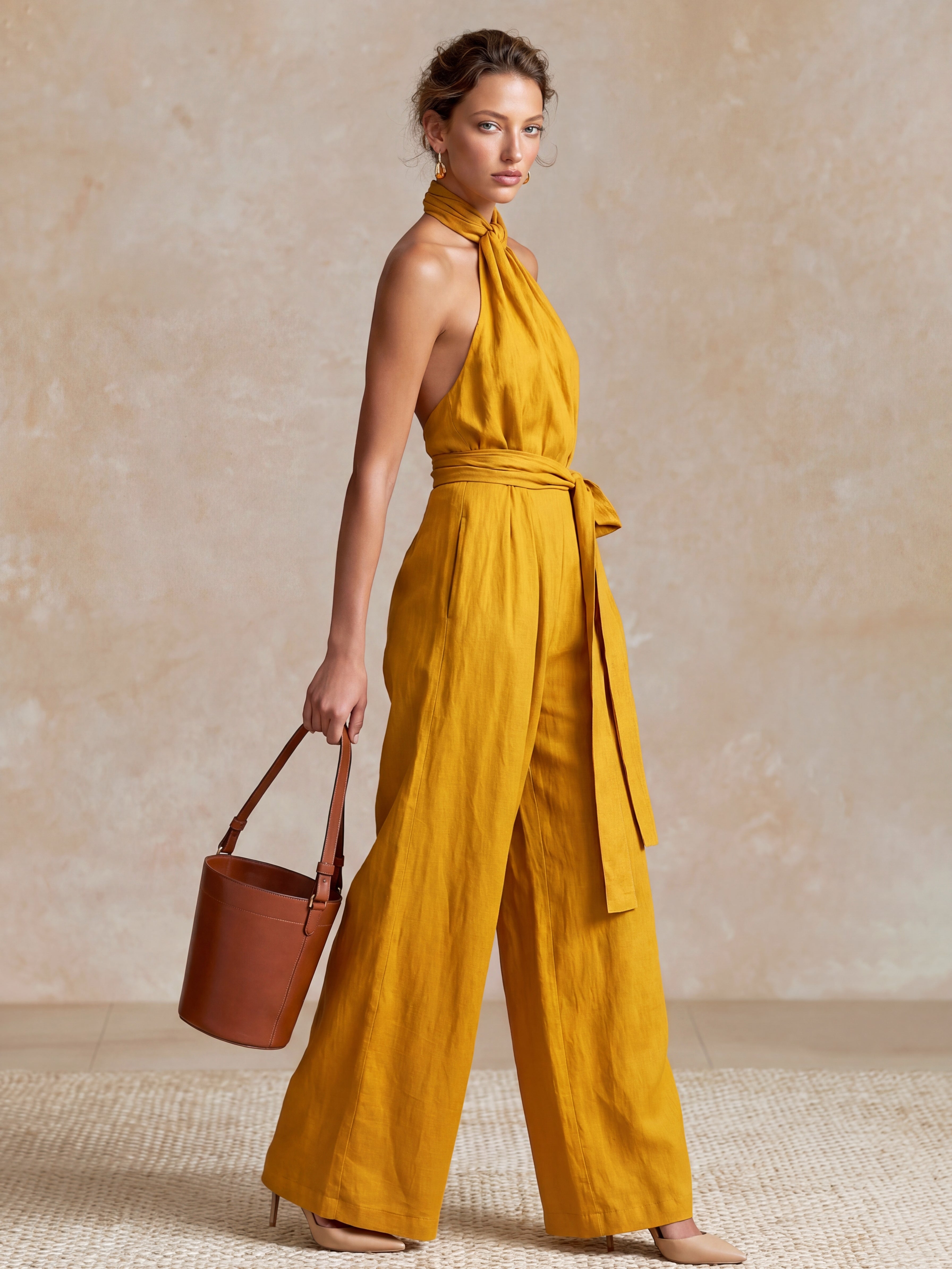 Marisol | Linen Halter Jumpsuit