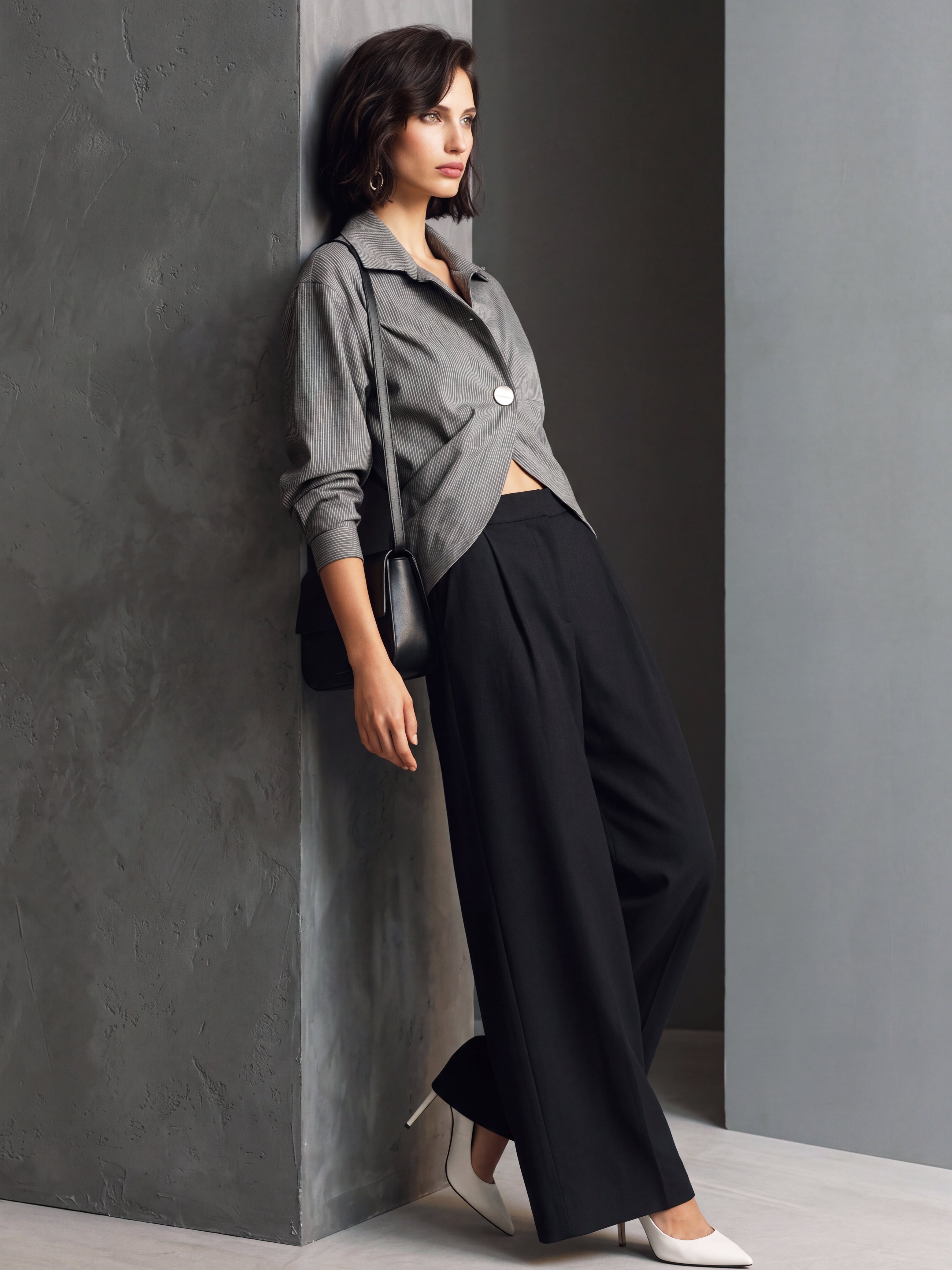 Jasmine | Tailored Pinstripe Blouse & Wide-Leg Trousers Set