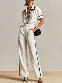 Imani | Lyocell Shirt & High-Waisted Wide-Leg Pants Set