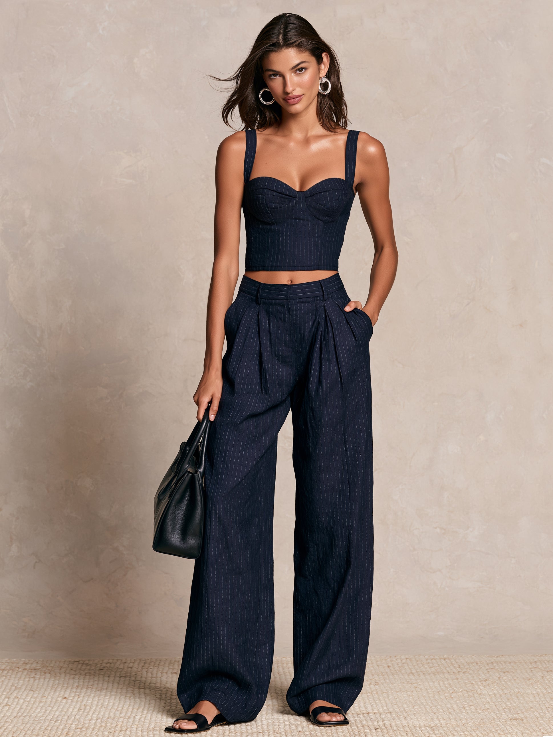 Naomi | Two-Piece Pinstripe Linen-Tencel Set