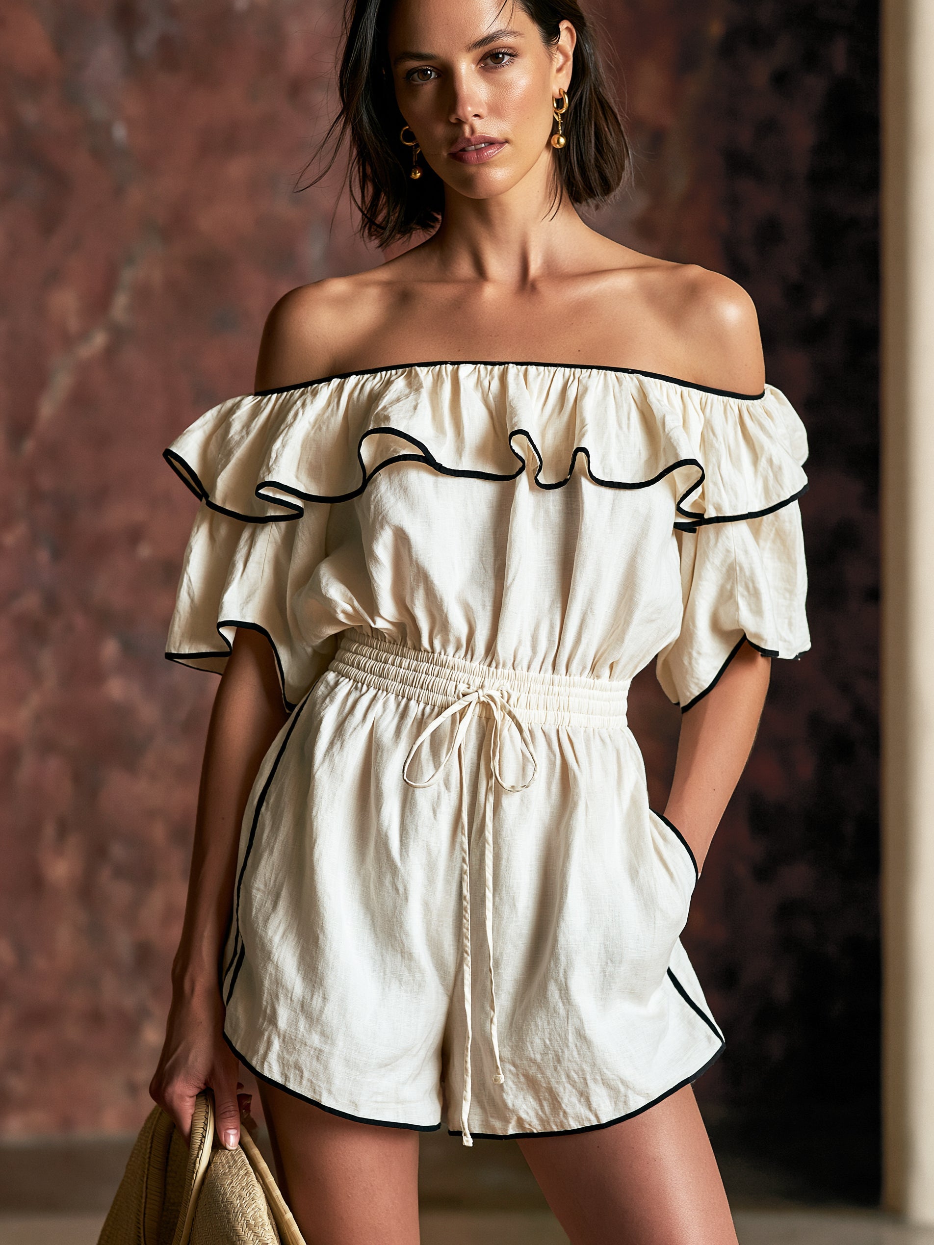 Maya | Viscose Off-the-Shoulder Ruffle Romper