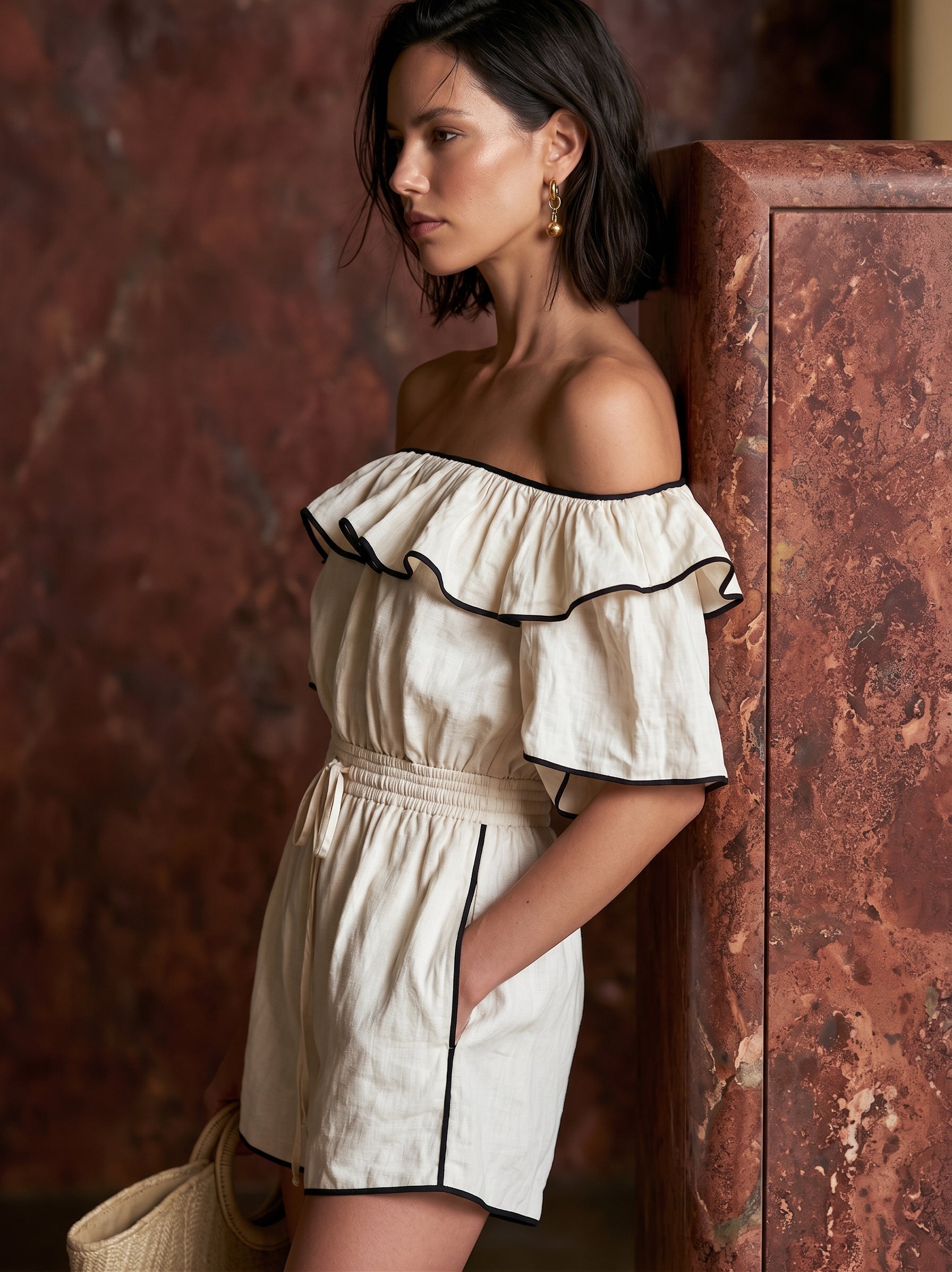 Maya | Viscose Off-the-Shoulder Ruffle Romper