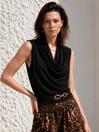 Nina | Draped-Neck Modal Top with Metal Horsebit
