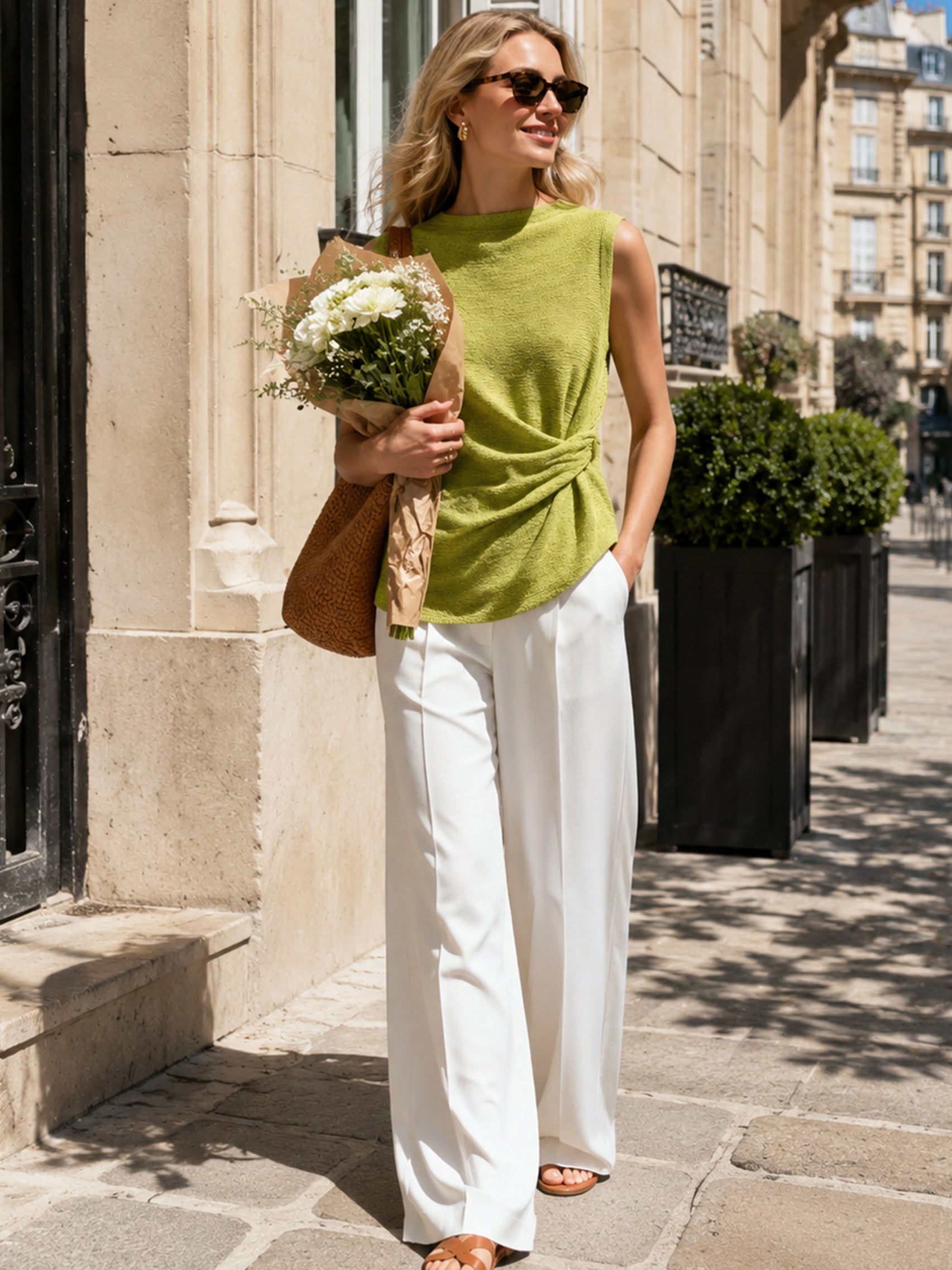 Aisha | Sleeveless Knit Top with Side-Twist Waist