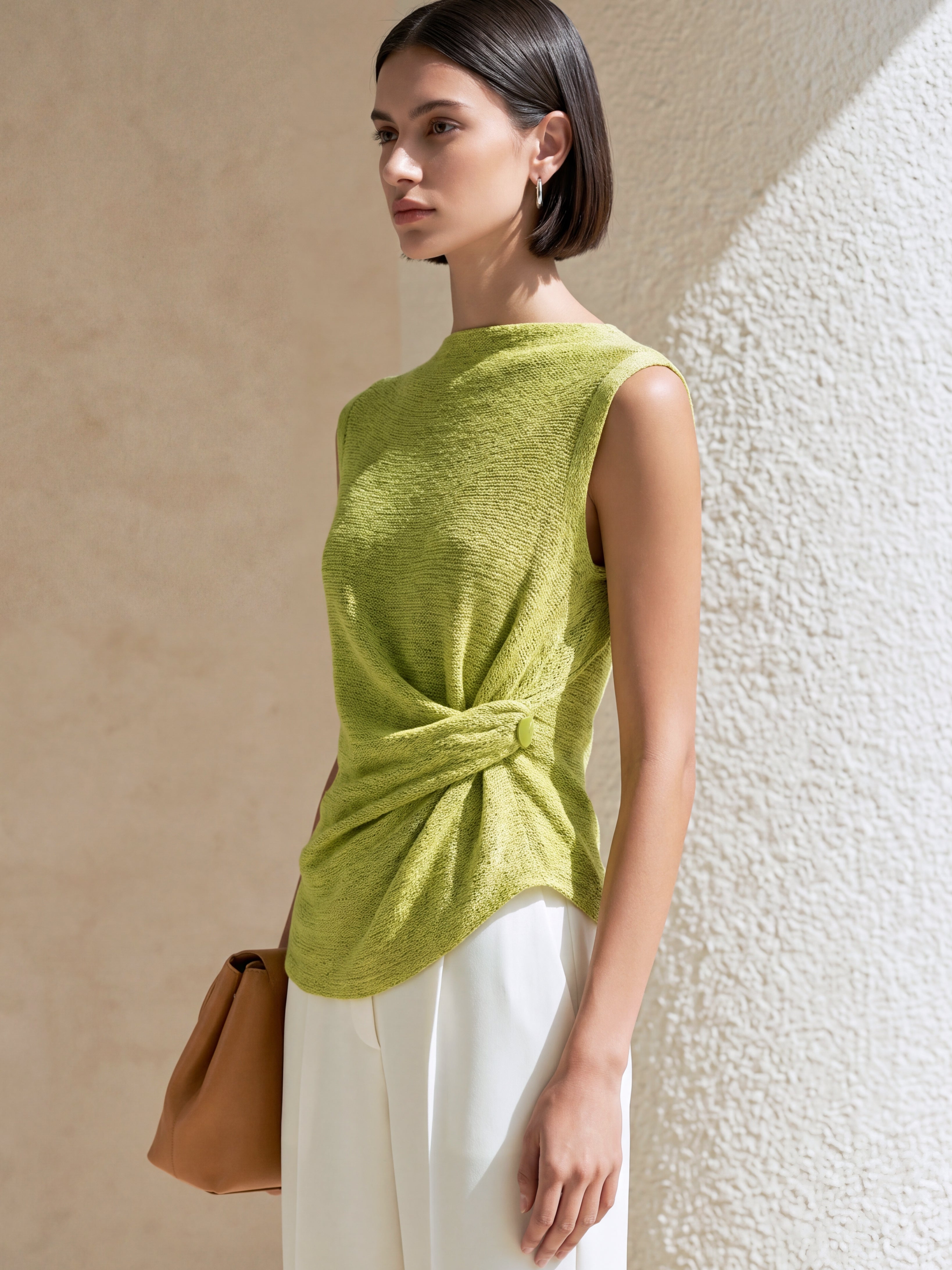 Aisha | Sleeveless Knit Top with Side-Twist Waist