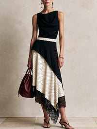 Harper | Asymmetric Maxi Dress with Lace Trim