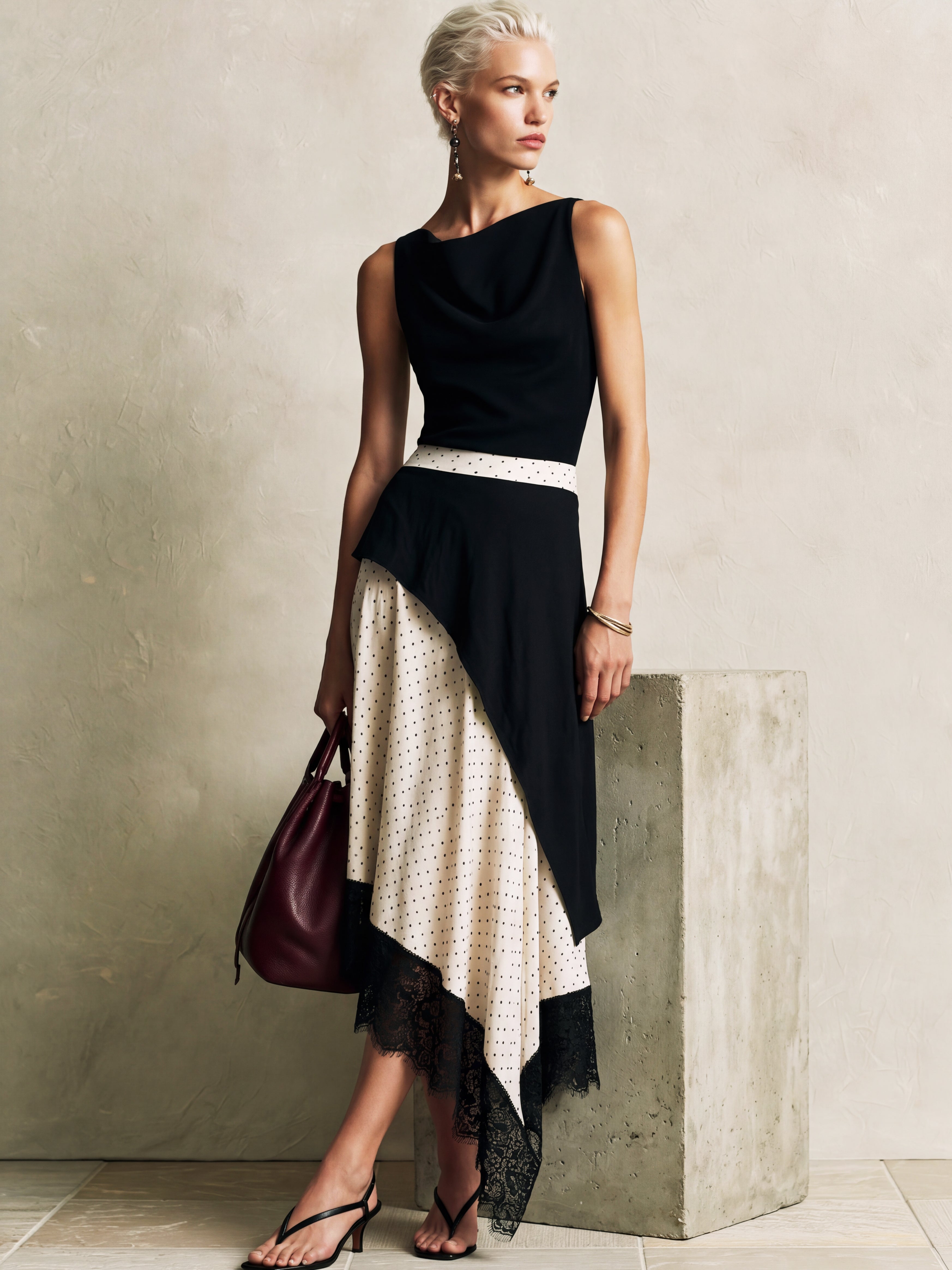 Harper | Asymmetric Maxi Dress with Lace Trim