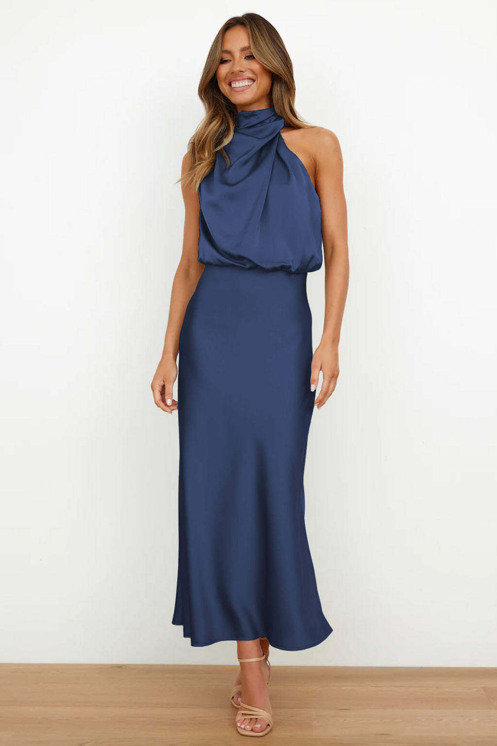 Naomi | High-Neck Draped Maxi Dress