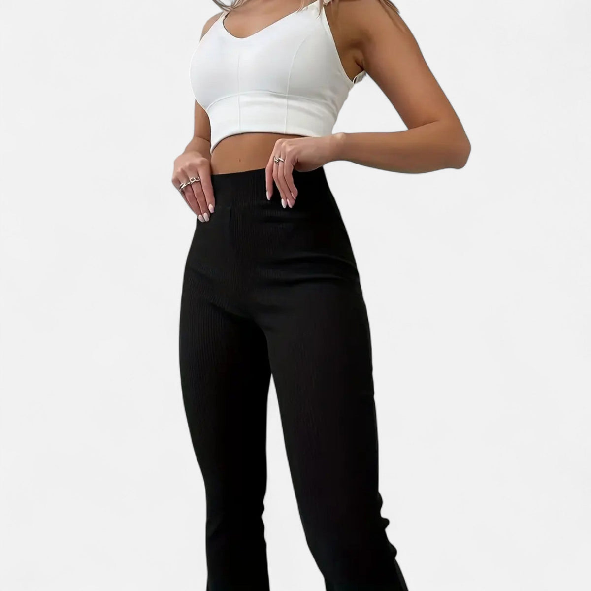 Valmonti | Women’s Slim Leggings – High-Waist Ribbed Elegance