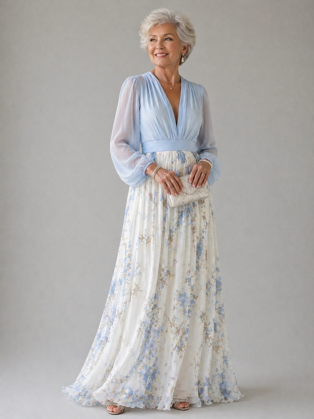 Floral Print Short-Sleeve Maxi Dress