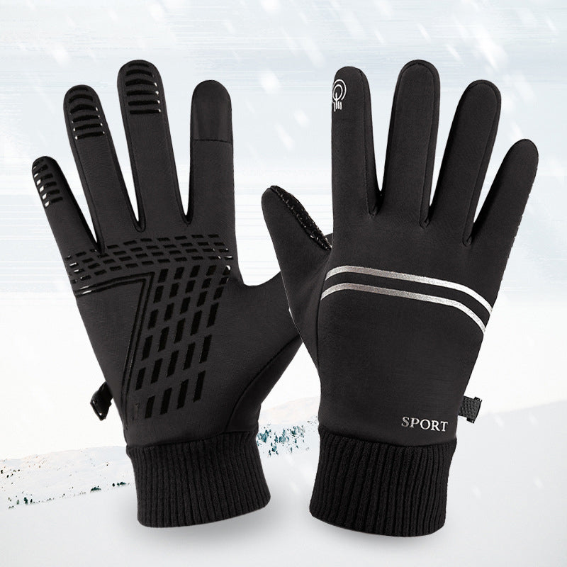 Men’s Waterproof Touchscreen Winter Gloves – Polar-Fleece Windproof Anti-Slip Cycling Ski Gloves
