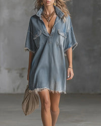 Casual Denim Lapel Dress
