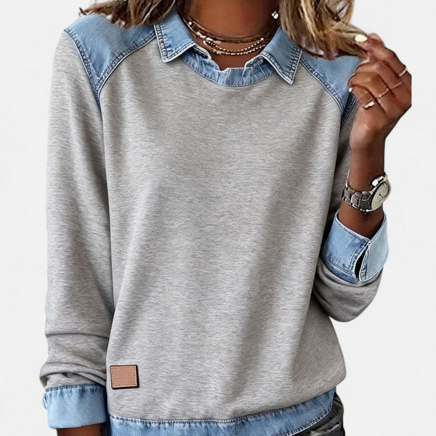 Collared Long-Sleeve Blouse