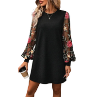 Marisol | Dress with Sheer Embroidered Bishop Sleeves