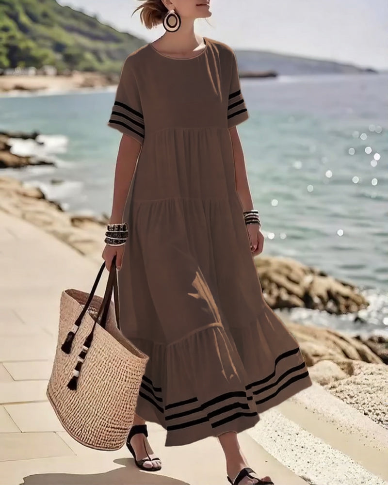 Sienna | Cotton-Blend Colorblock Midi Dress