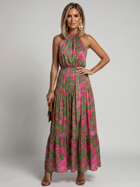 Draped Halter Midi Dress