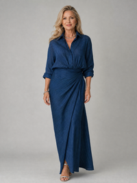 Mirque | Long Sleeve Wrap Front Maxi Dress