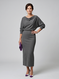 Harper | Midi Dress with Draped Neckline