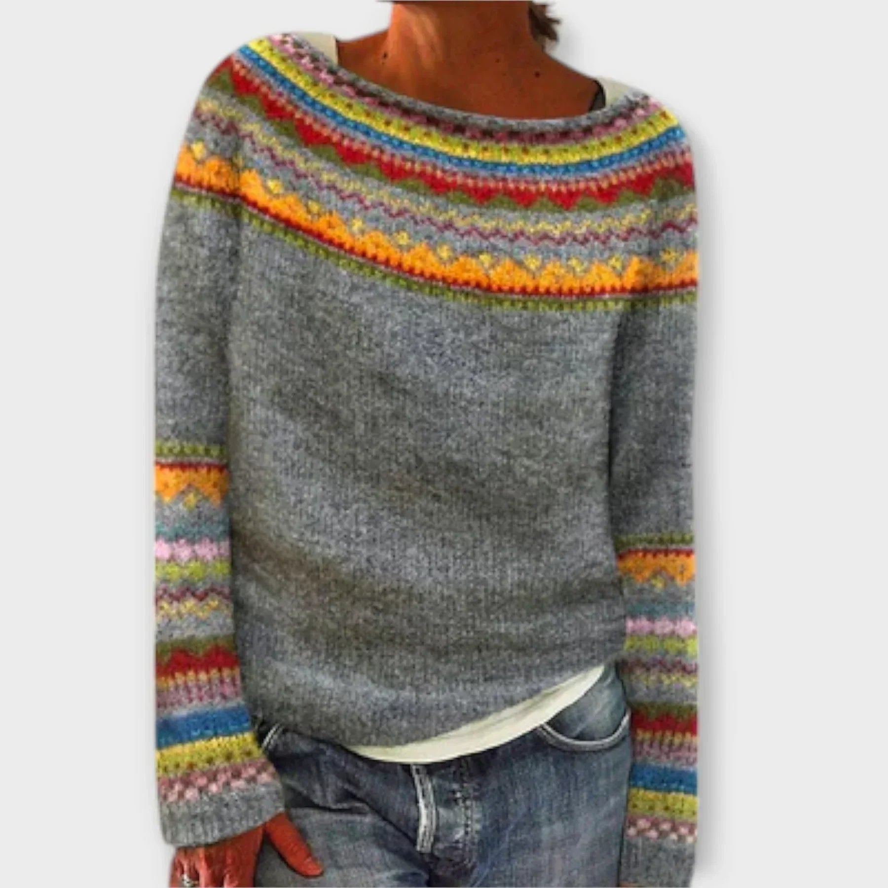 Aisha | Patterned Crewneck Sweater