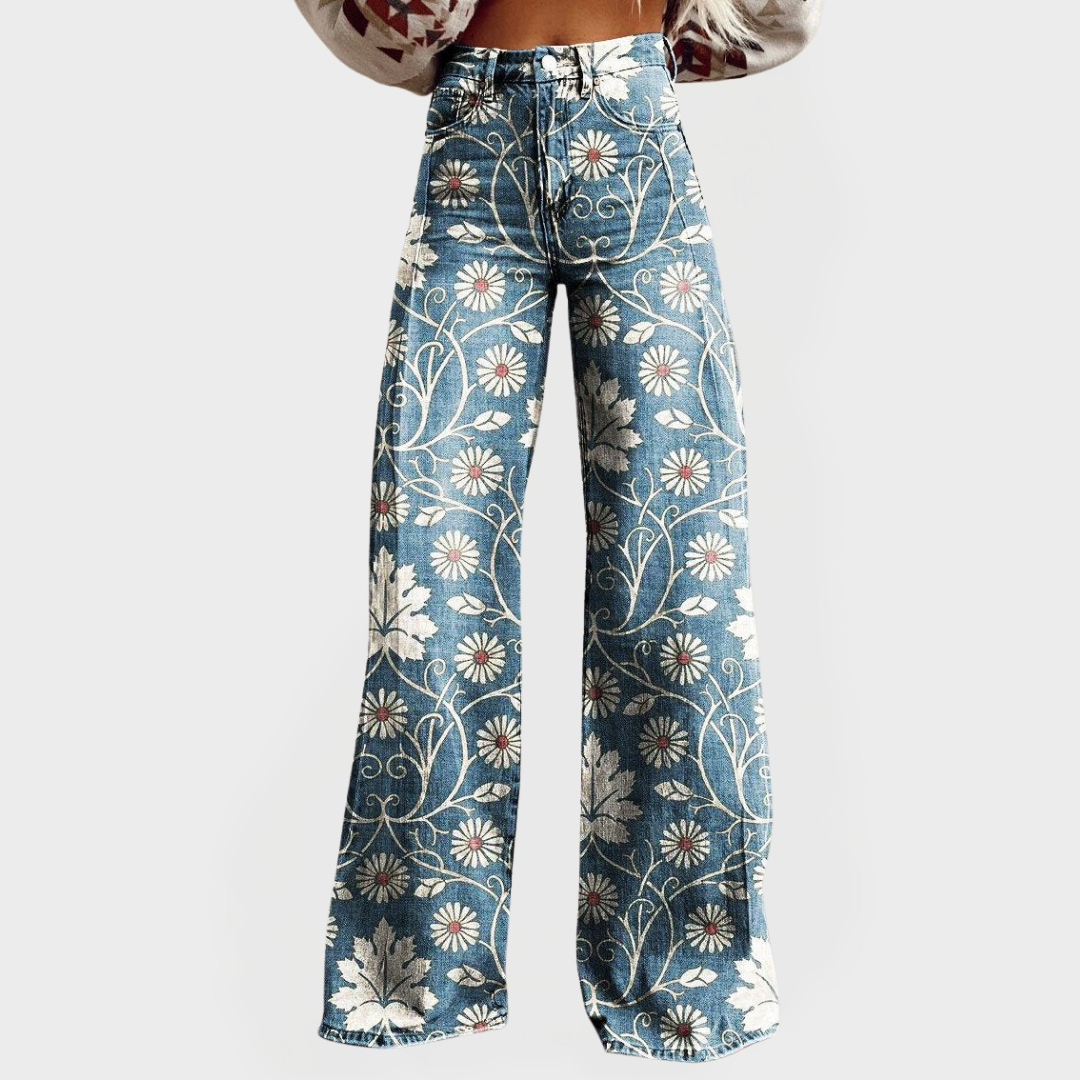 Fashionable Floral Wide-Leg Pants