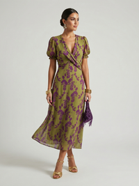 Maya | Floral Wrap Midi Dress