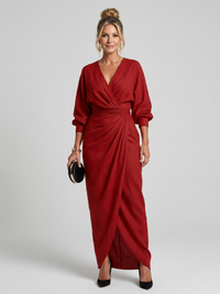 Monica | Long-Sleeve Wrap Midi Dress