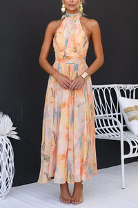 Penelope | Halter Neck Floral Maxi Dress