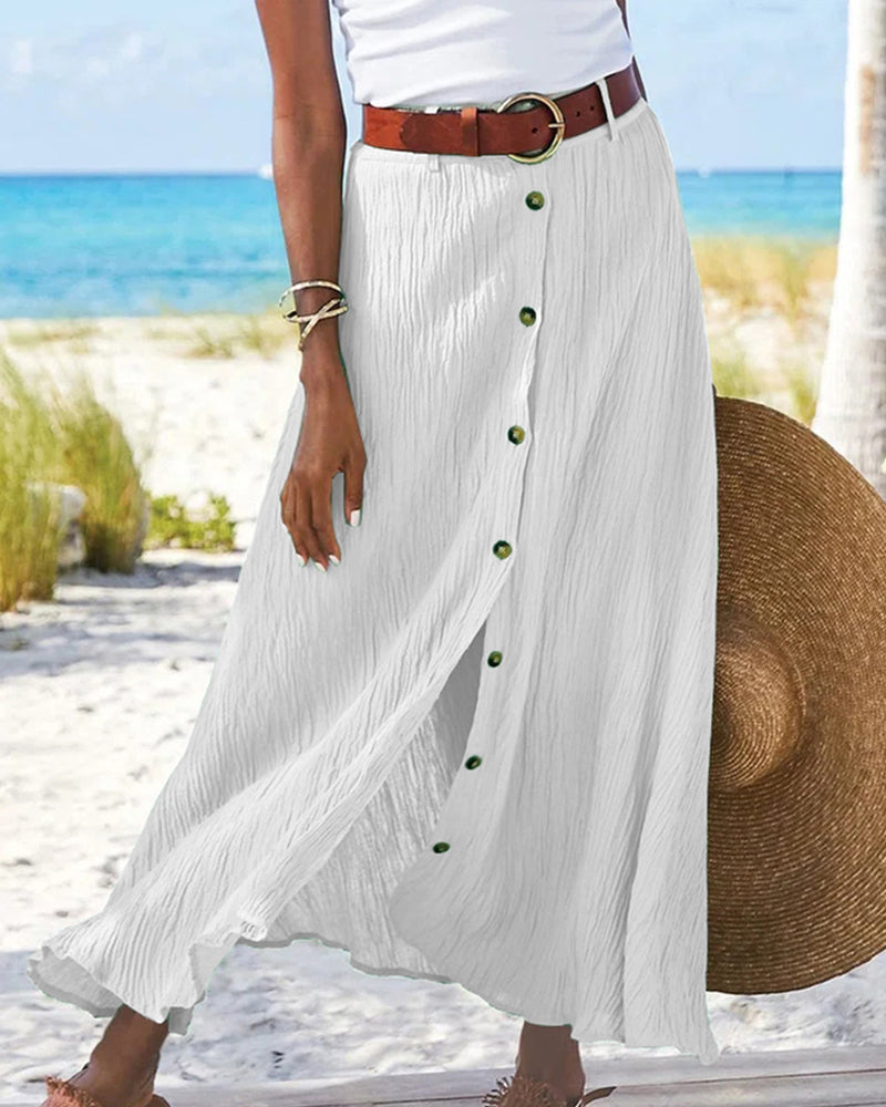 Elena | Button-Front Fluid Skirt