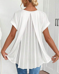Leila | Cotton-Blend V-Neck Patchwork T-Shirt