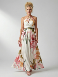 Lightweight Floral Halter Maxi Dress
