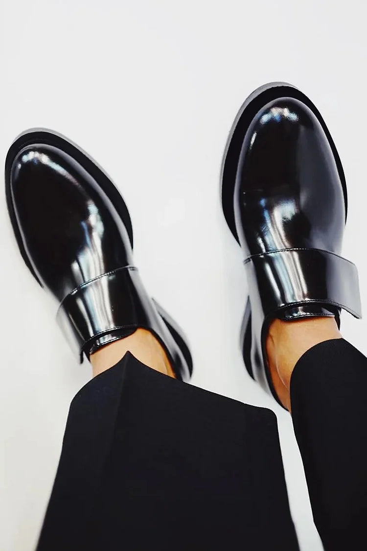 Rowan | Glossy Wide-Strap Loafers