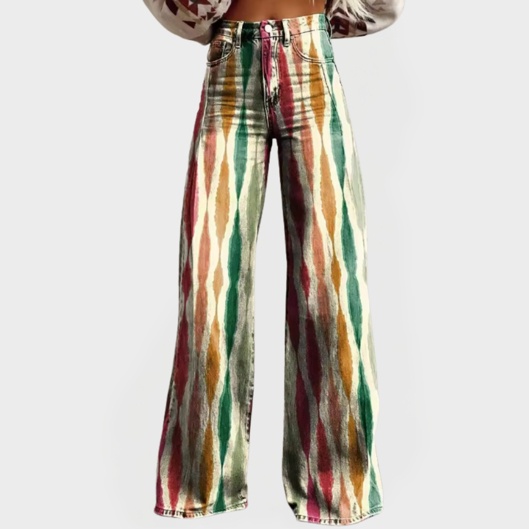 Wide-leg elegant pants with pattern